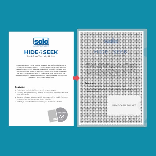 HIDE & SEEK -Peek-Proof Security Holder -Transparent | A4 | CH102 | Pack of 5
